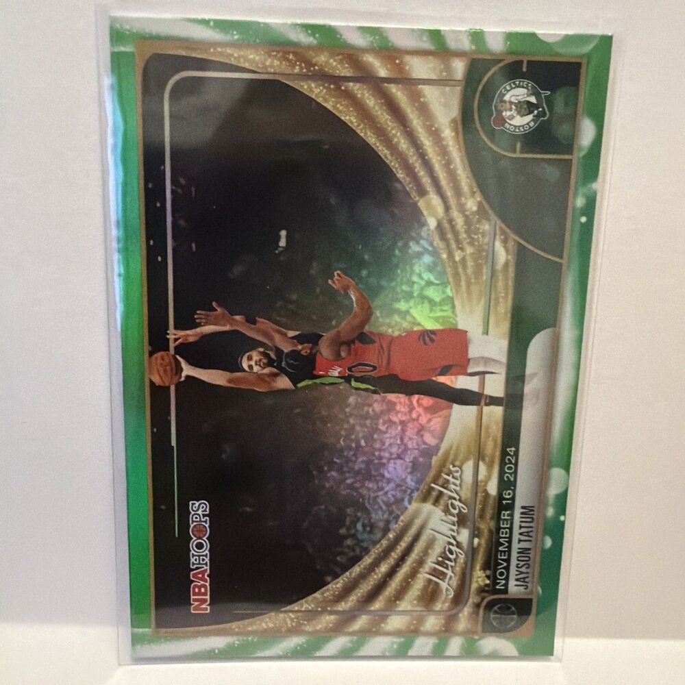 2026 Topps NBA Hoops Highlights Jayson Tatum Green Zebra #263 Boston Celtics